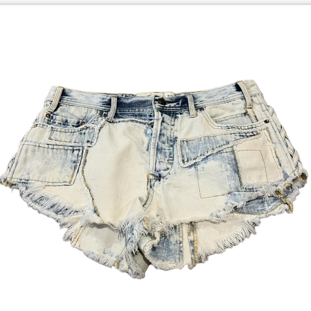 Free People Patchwork Distressed Cut-Off Shorts Size 28